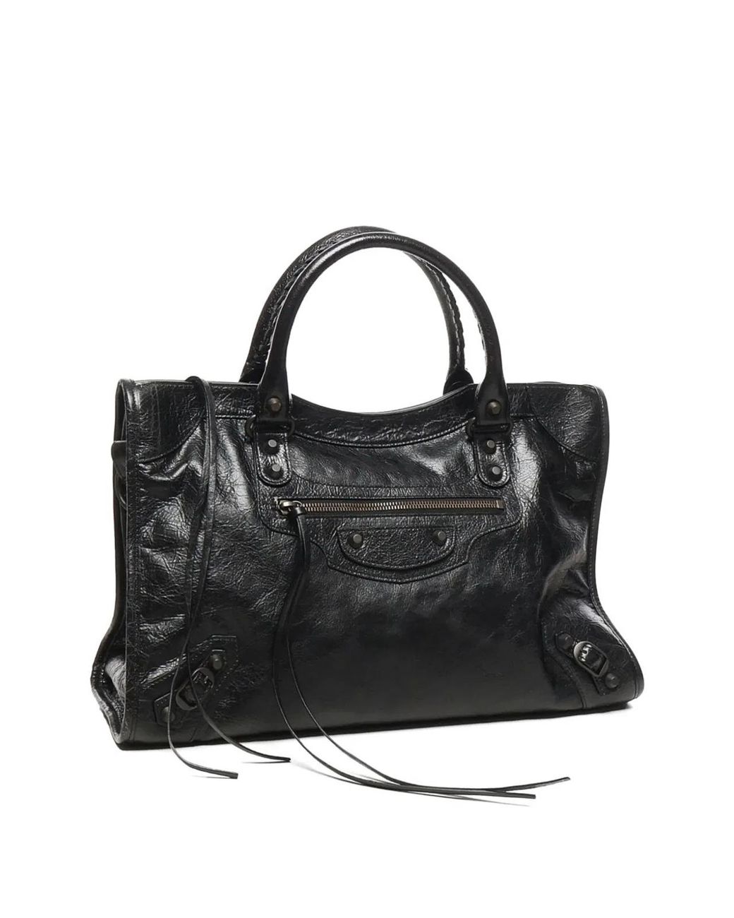Balenciaga Black Le City Medium Lambskin Leather Handbag