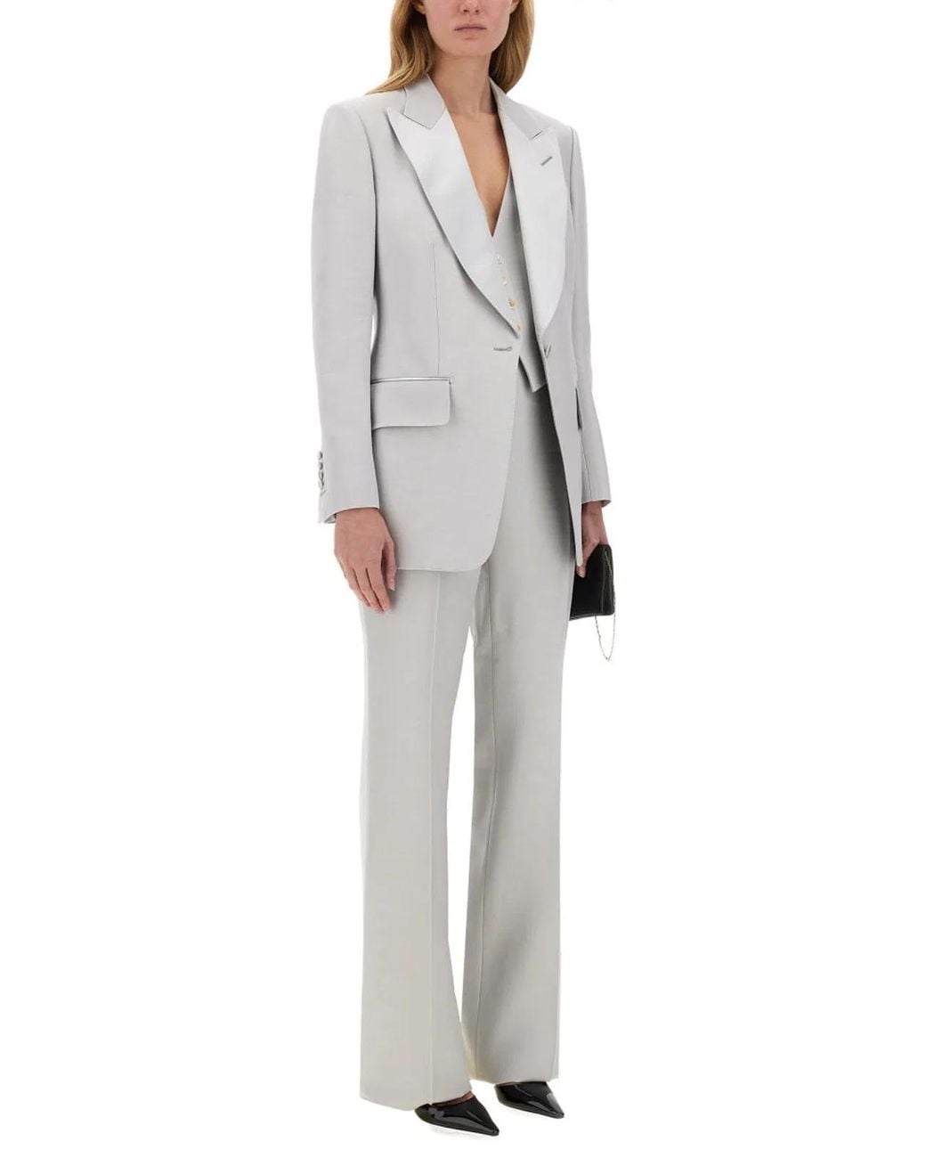 Tom Ford White Barathea Silk Wool Vest