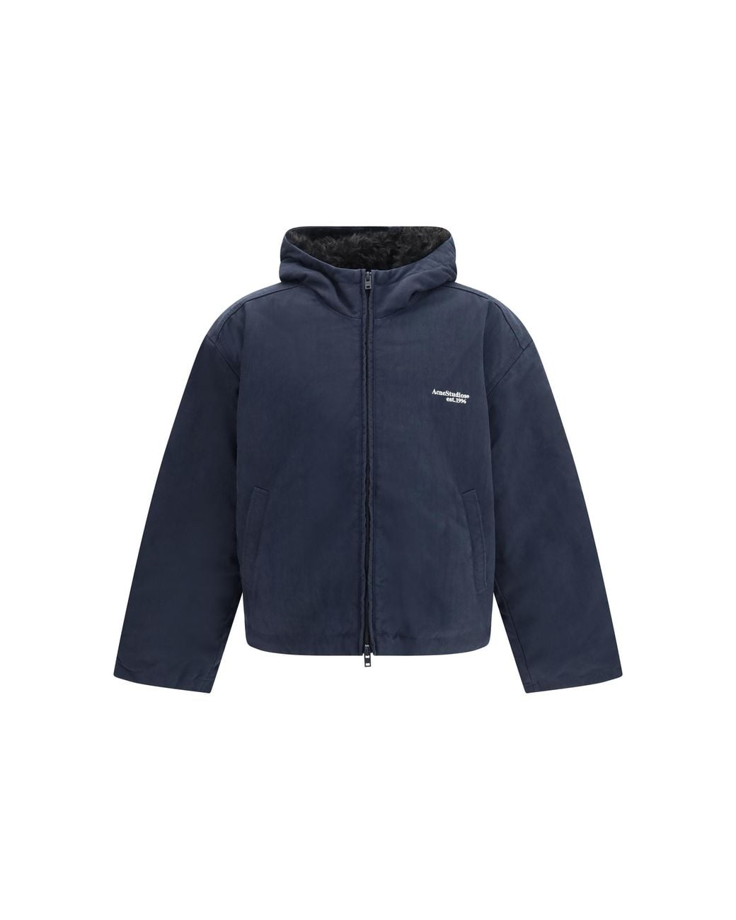 Acne Blue Waxed Hooded Jacket for men