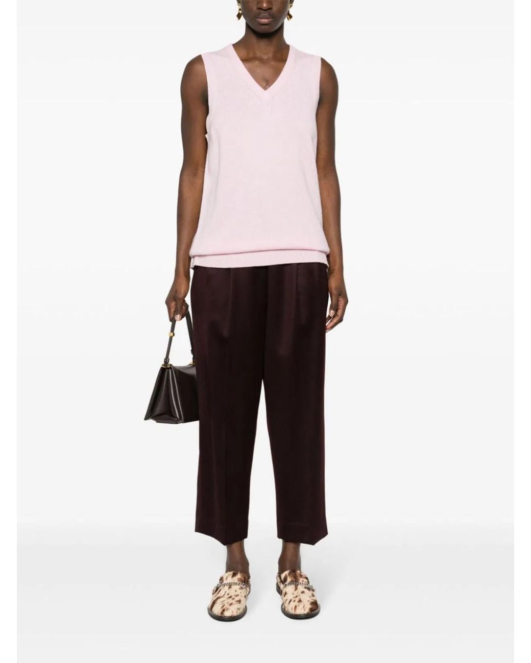 Max Mara Pink V-Necked Wool Vest