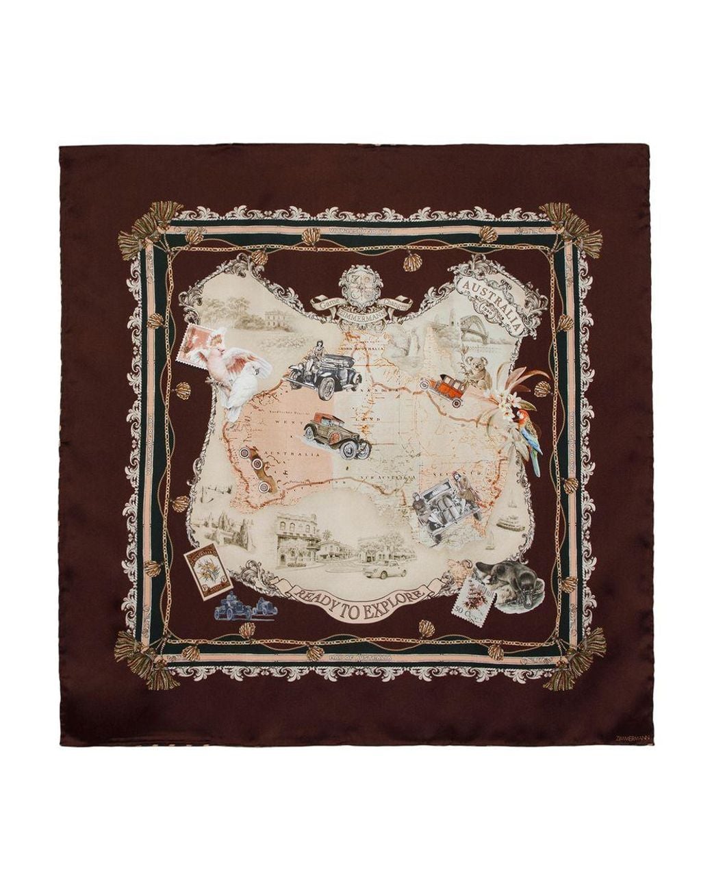 Zimmermann Brown Printed Square 70 Scarf