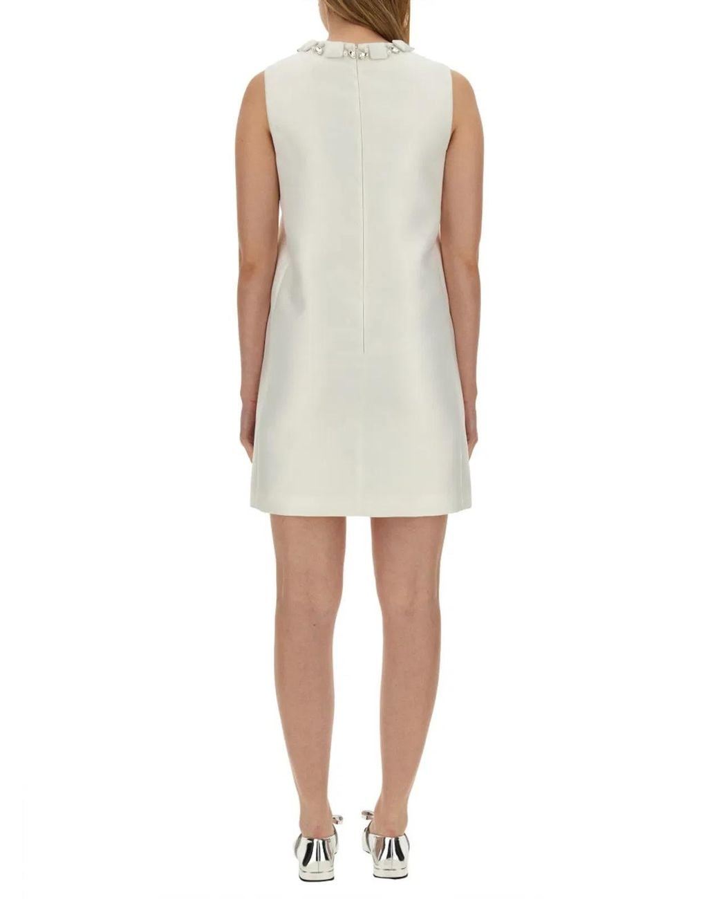 Versace Natural Mini Duchesse Dress With Crystals