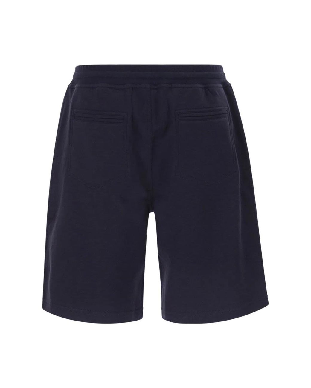 Brunello Cucinelli Blue Techno Cotton Fleece Bermuda Shorts for men