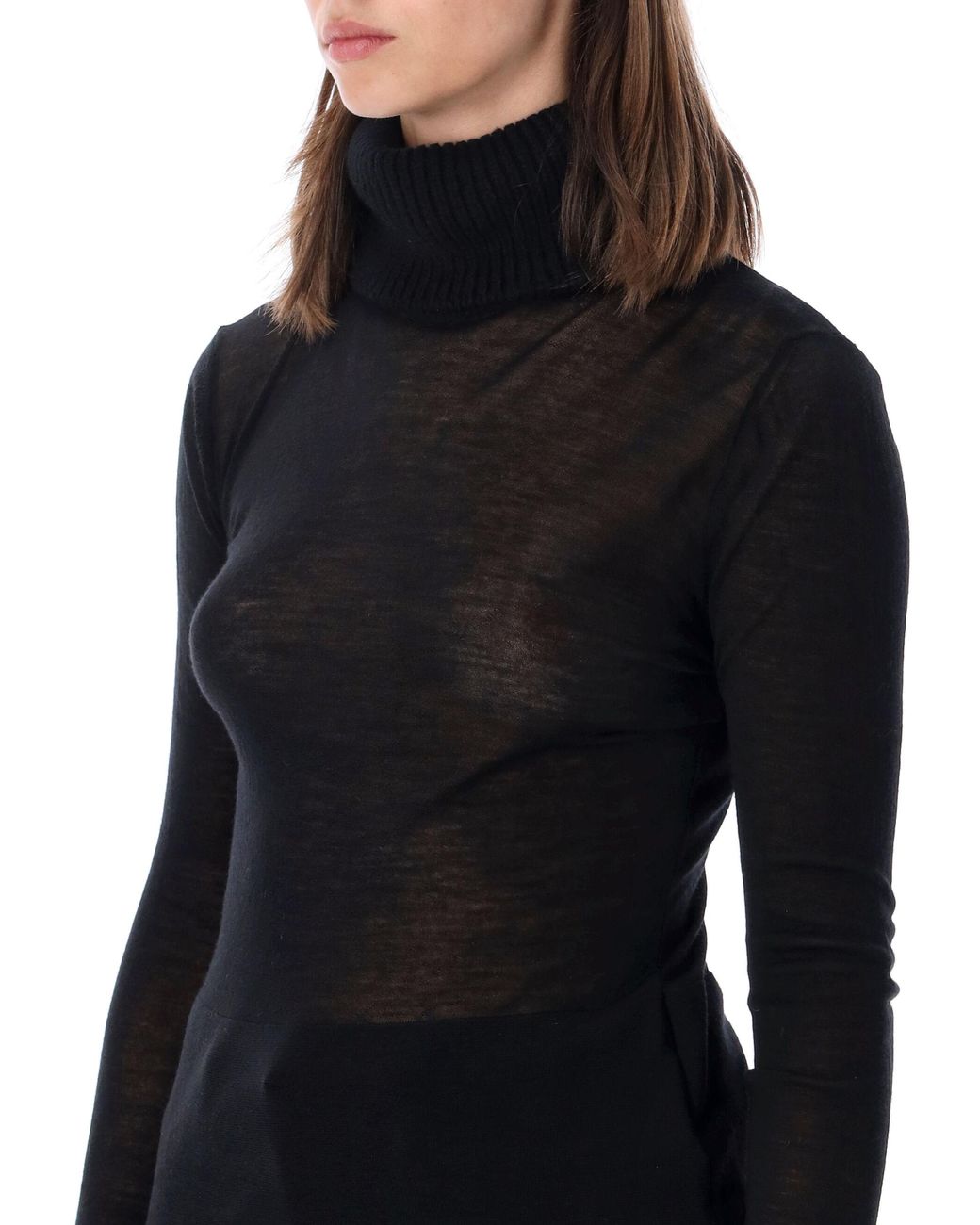 Our Legacy Black Sheer Ribbed Turtleneck Sweater