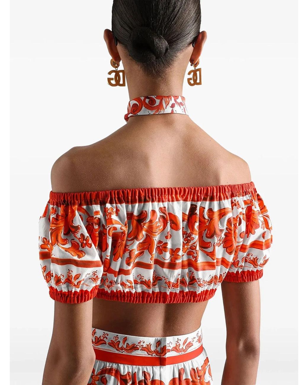 Dolce & Gabbana Red Dolce & Gabbana Maiolica Print Cotton Top