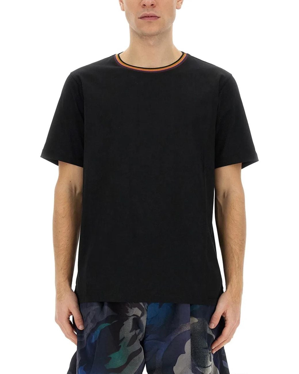 Paul Smith Black Stripes Logo Collar T-Shirt for men
