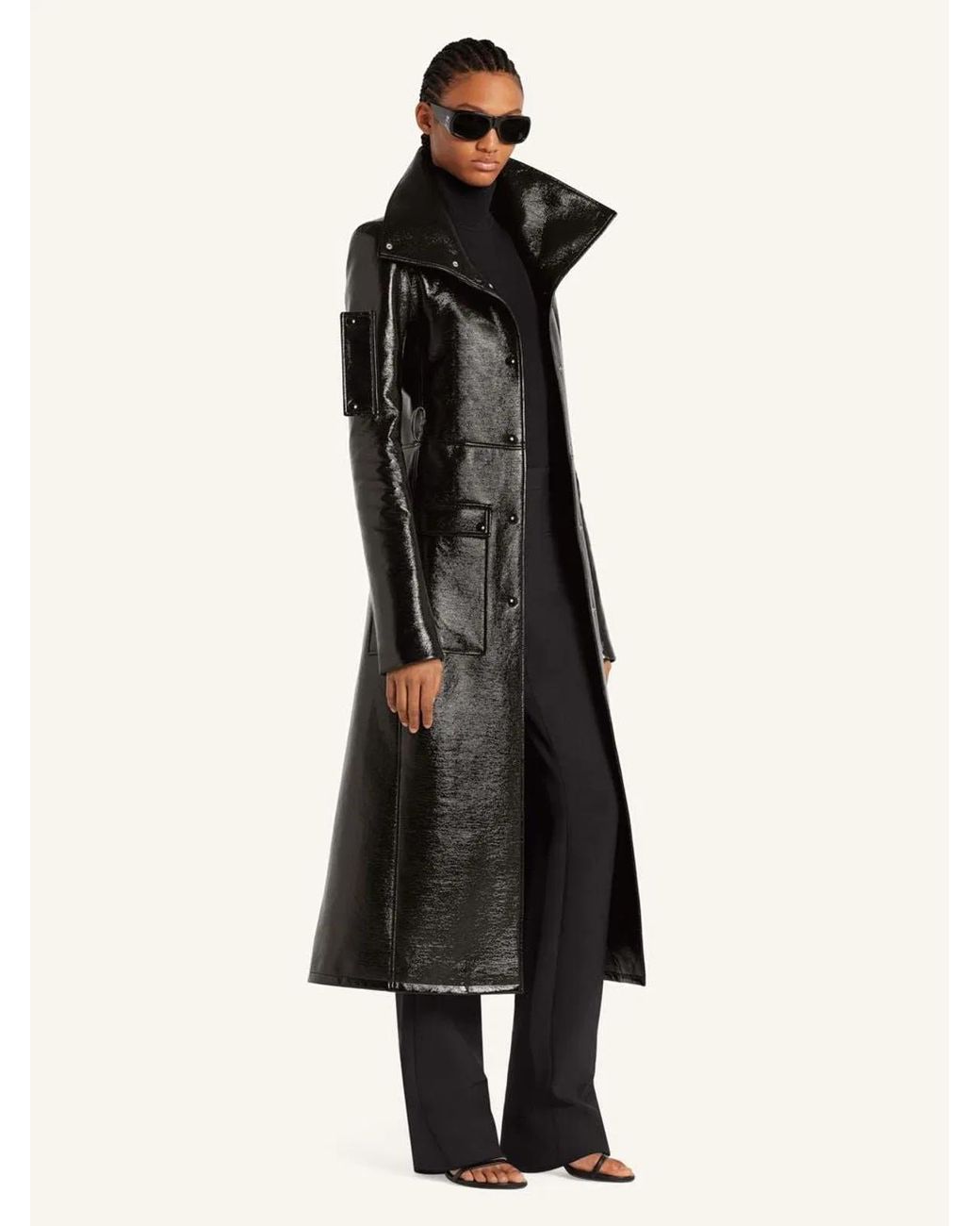 Courreges Black Courregès Cotton Polyurethane Elastane Viscose Coat