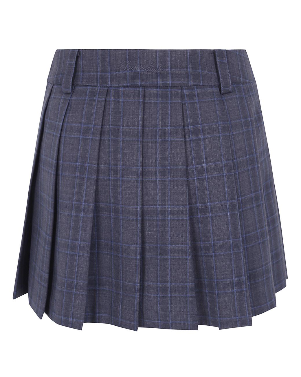 DUNST Blue Pleats Mini Checked Skirt