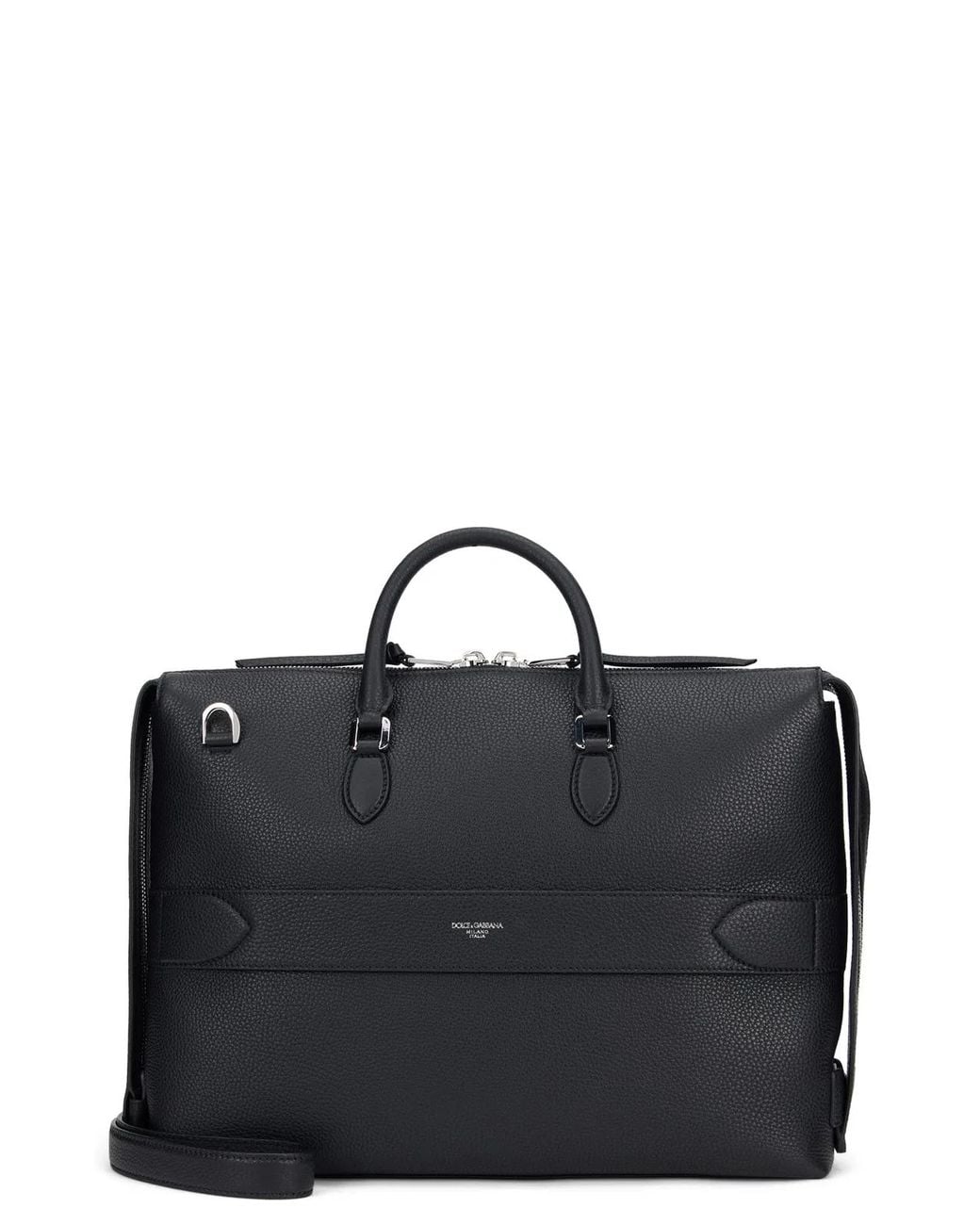 Dolce & Gabbana Black Leather Handbag Cow Hide Laptop Bags & Briefcases for men