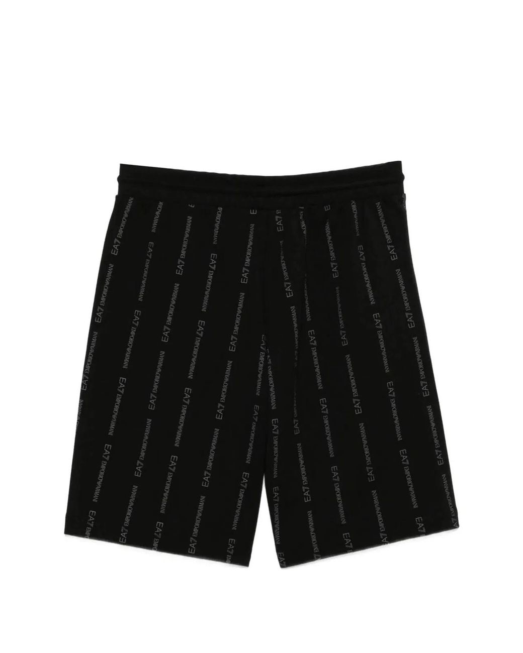 EA7 Black Logo-Print Shorts for men