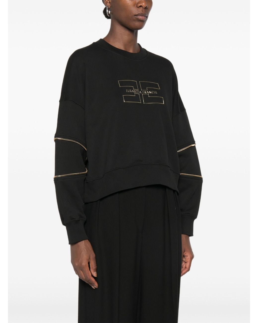 Elisabetta Franchi Black Cotton Elastane Sweater