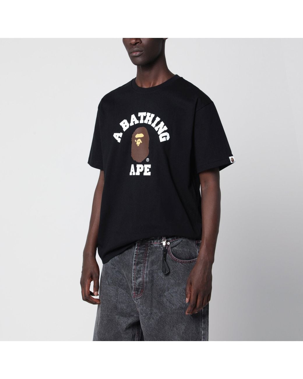 A Bathing Ape Black College T-Shirt for men