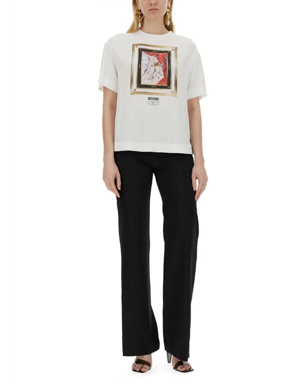 Moschino Couture White Enver Satin Blouse Still Life With Heart