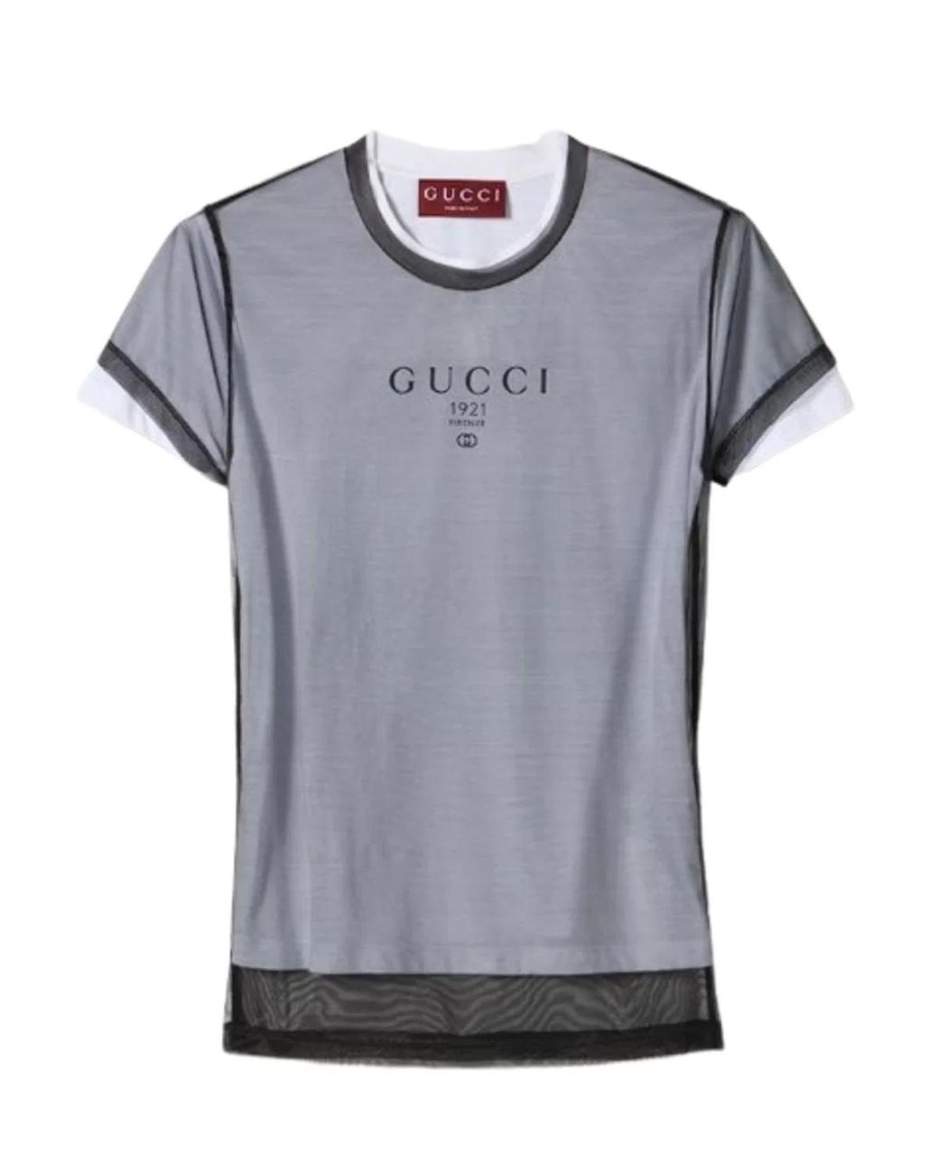 Gucci Gray Double Layered Jersey T-Shirt With Print