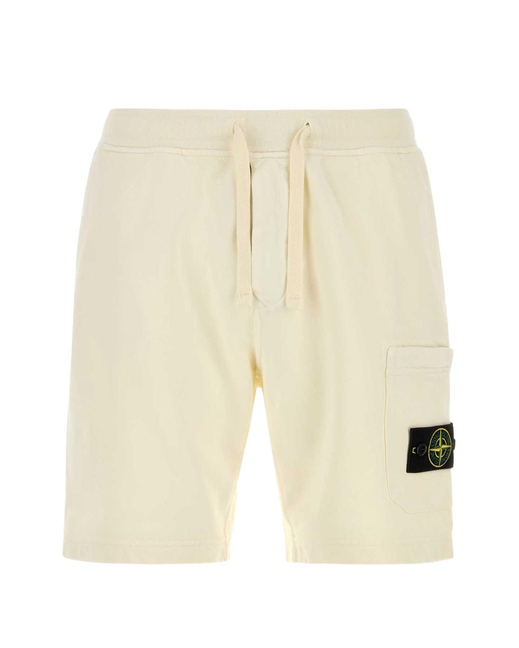 Stone Island Natural Stonewashed Cotton Bermuda Shorts for men
