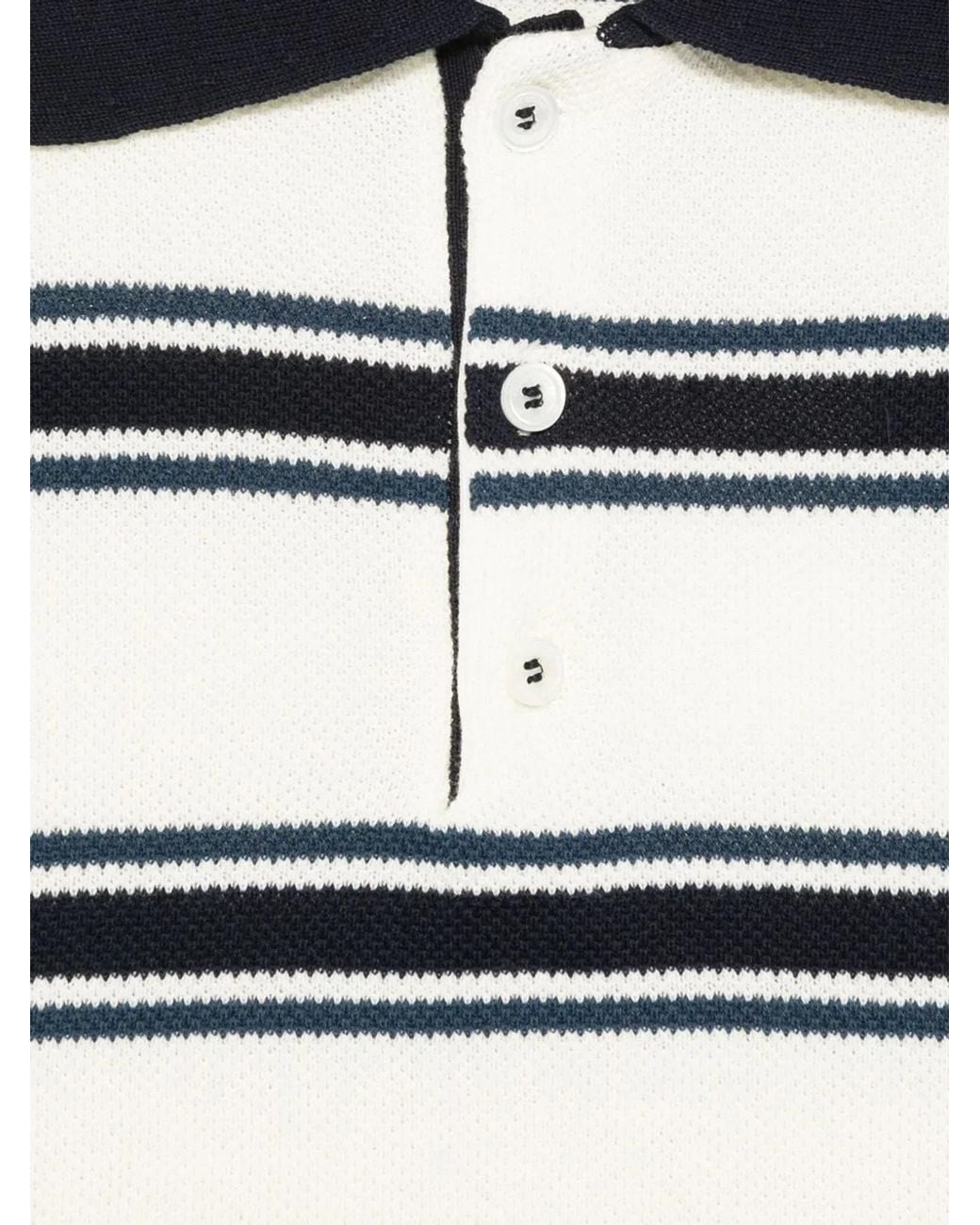 DUNST Gray Striped Cotton Polo Shirt
