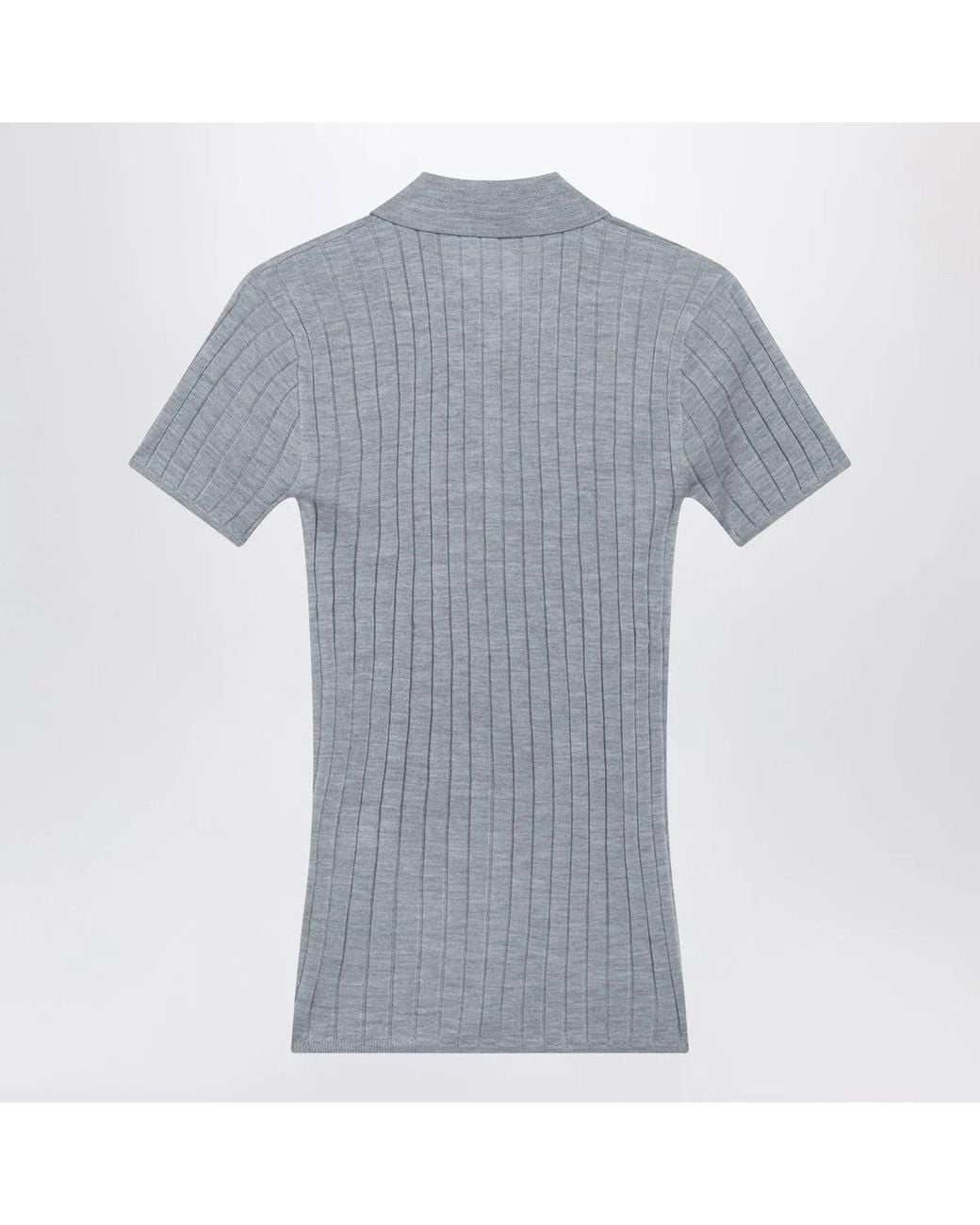 Totême Blue Mélange Ribbed Cashmere And Silk Polo