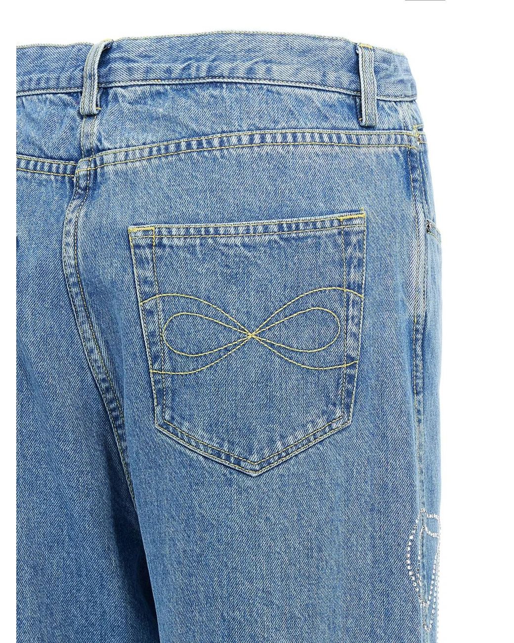 Mach & Mach Blue Mach & Mach 'Crystal Ribbon Hot Fix' Jeans
