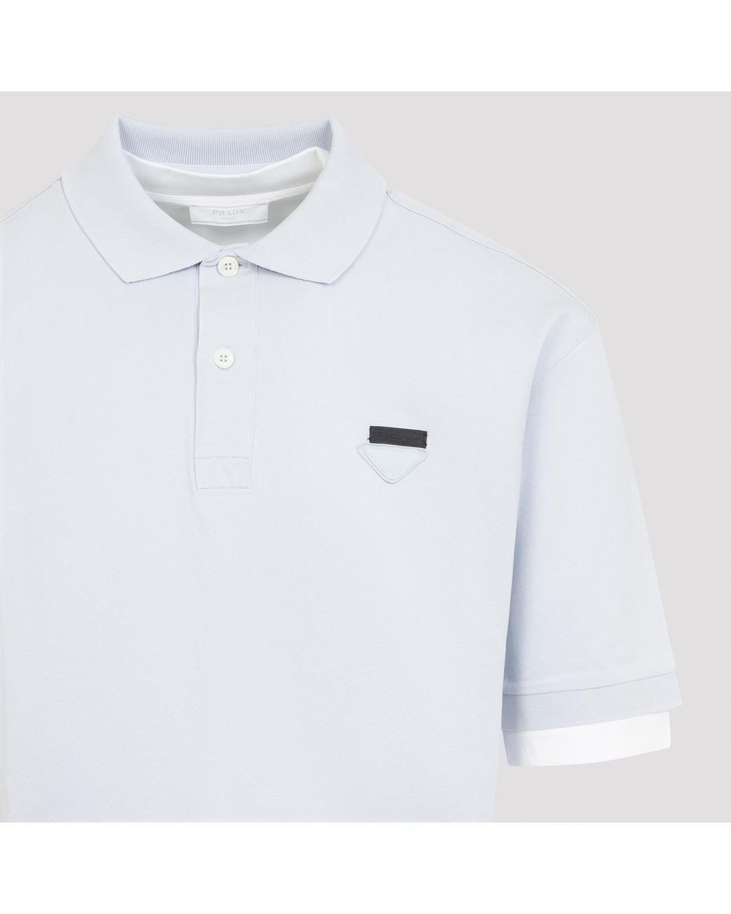 Prada Blue Powder Piquet Polo Shirt for men