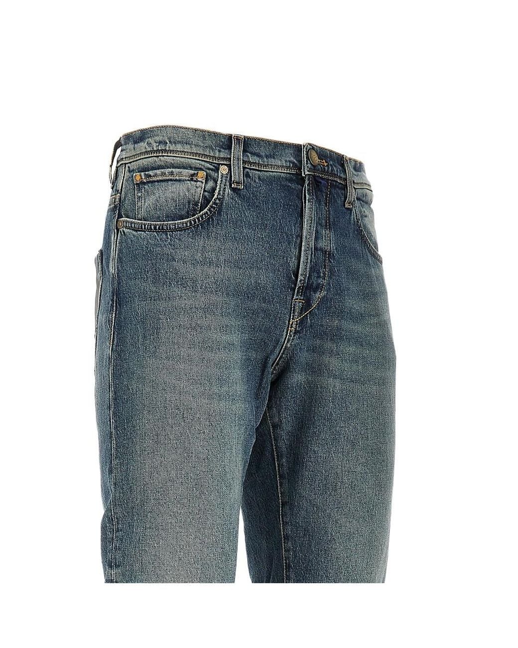 Incotex Blue Denim Tapered Fit Jeans for men
