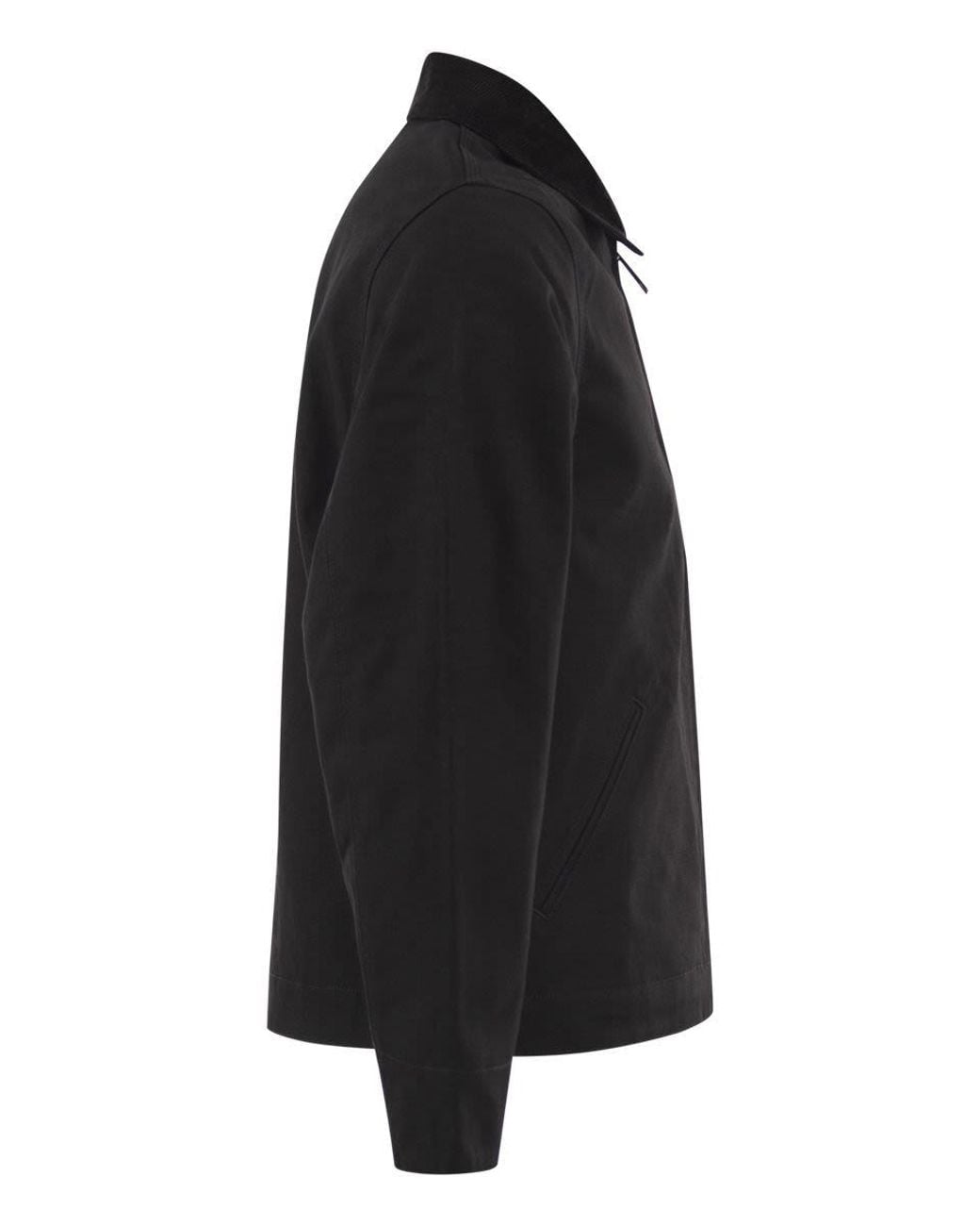 Carhartt Black Cotton Canvas Jacket With Padding And Corduroy Collar