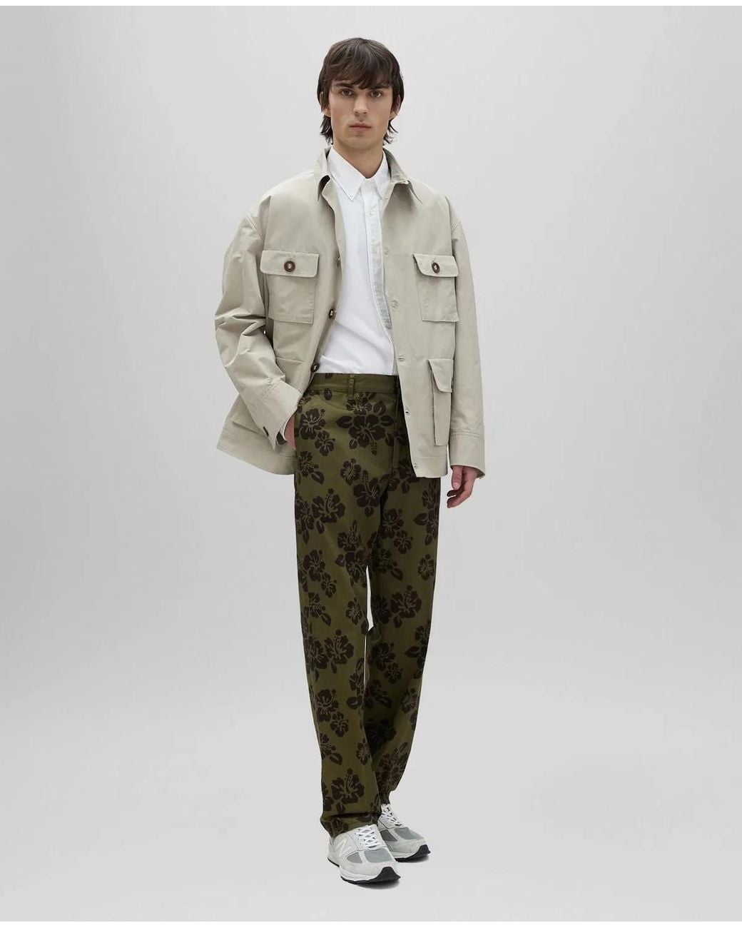 Aspesi Green Pantalon Estampado Hibisco for men