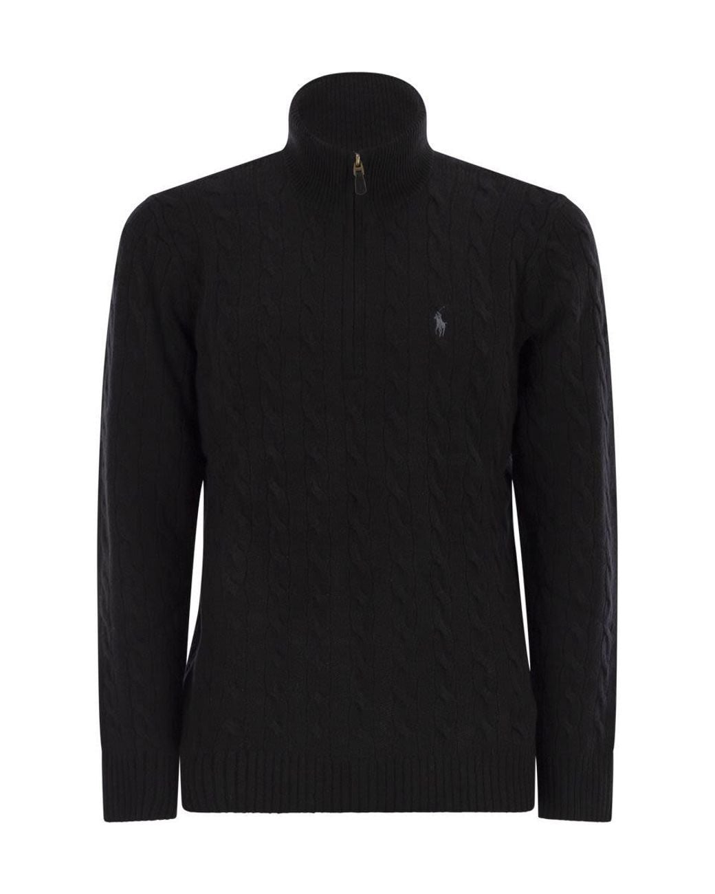 Polo Ralph Lauren Black Cable-Knit Quarter-Zip Jumper for men