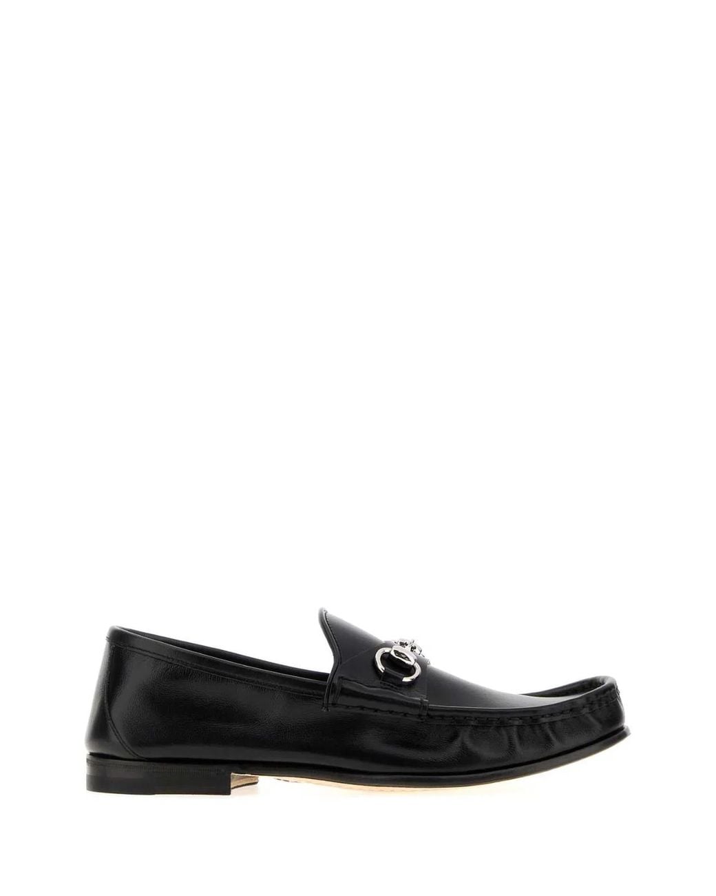 Gucci Black Leather Loafer With Metal Detail for men