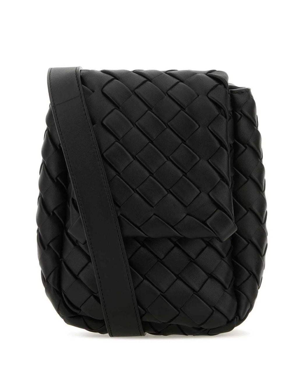 Bottega Veneta Black Mini Intrecciato Motif Nappa Crossbody Handbag for men