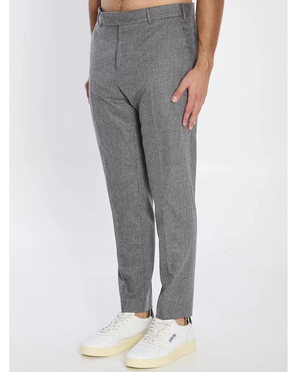 PT Torino Gray Flannel Trousers for men