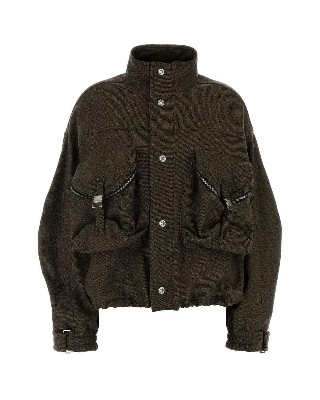 The Attico Black Embroidered Wool Blend Bomber Jacket