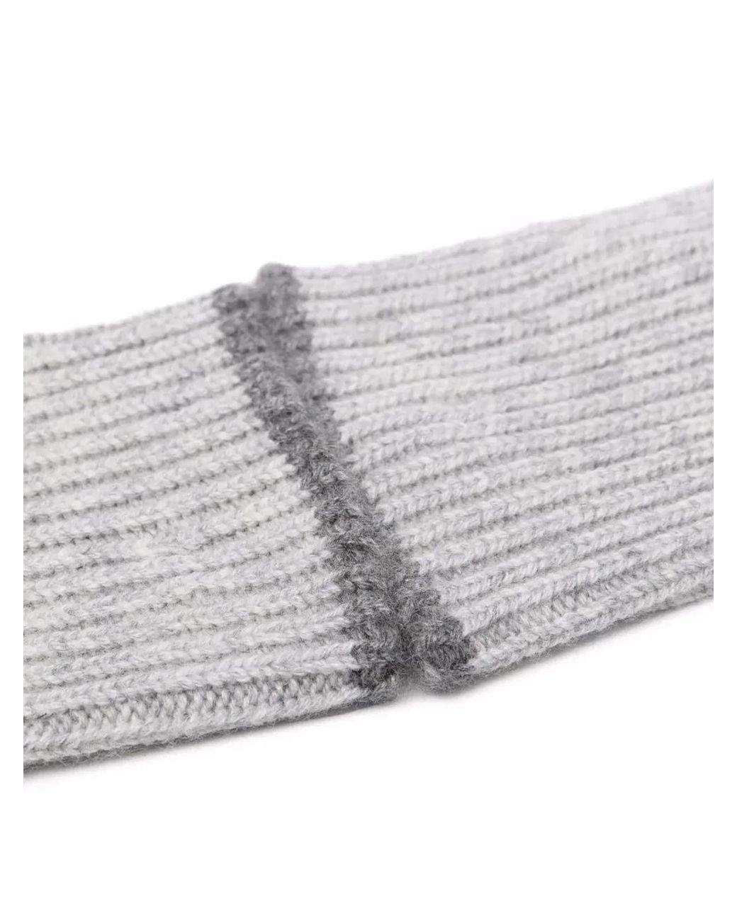 Brunello Cucinelli White Knitted Cashmere Gloves for men
