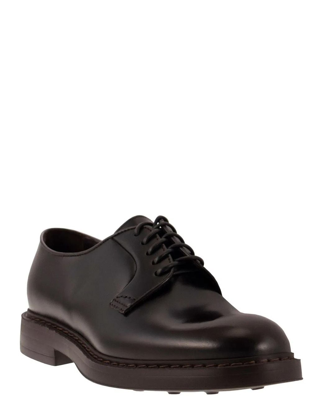Doucal's Black Leather Derby Lace-Up for men