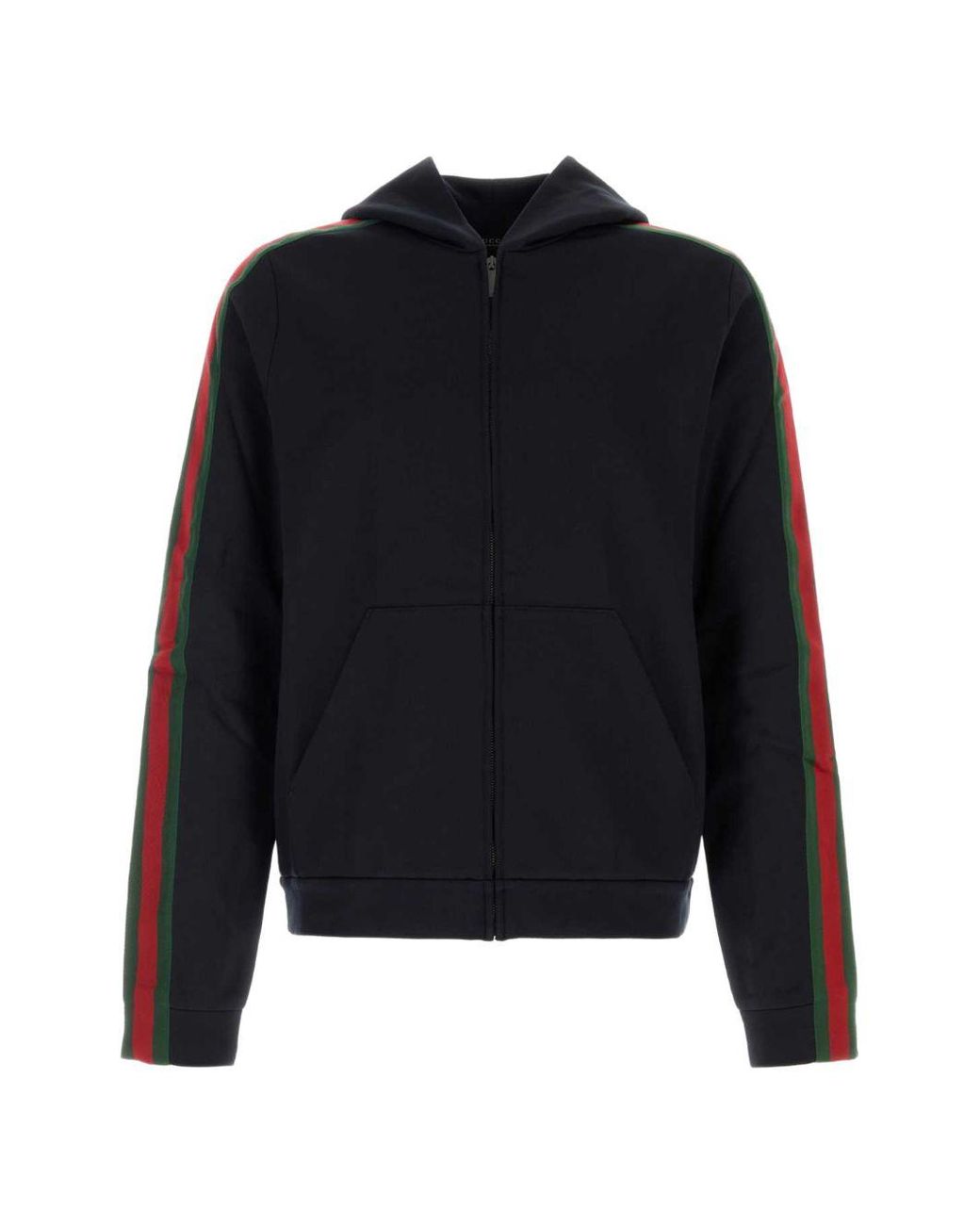 Gucci Blue Silk Cotton Jersey Zip Jacket With Web for men