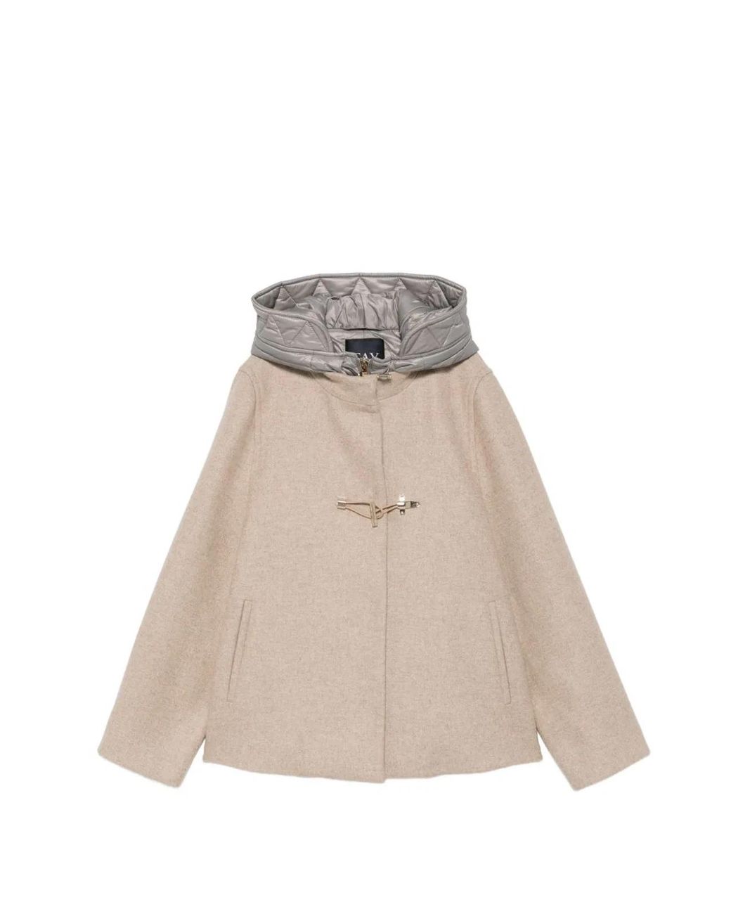 Fay Natural Wool Hooded Cape