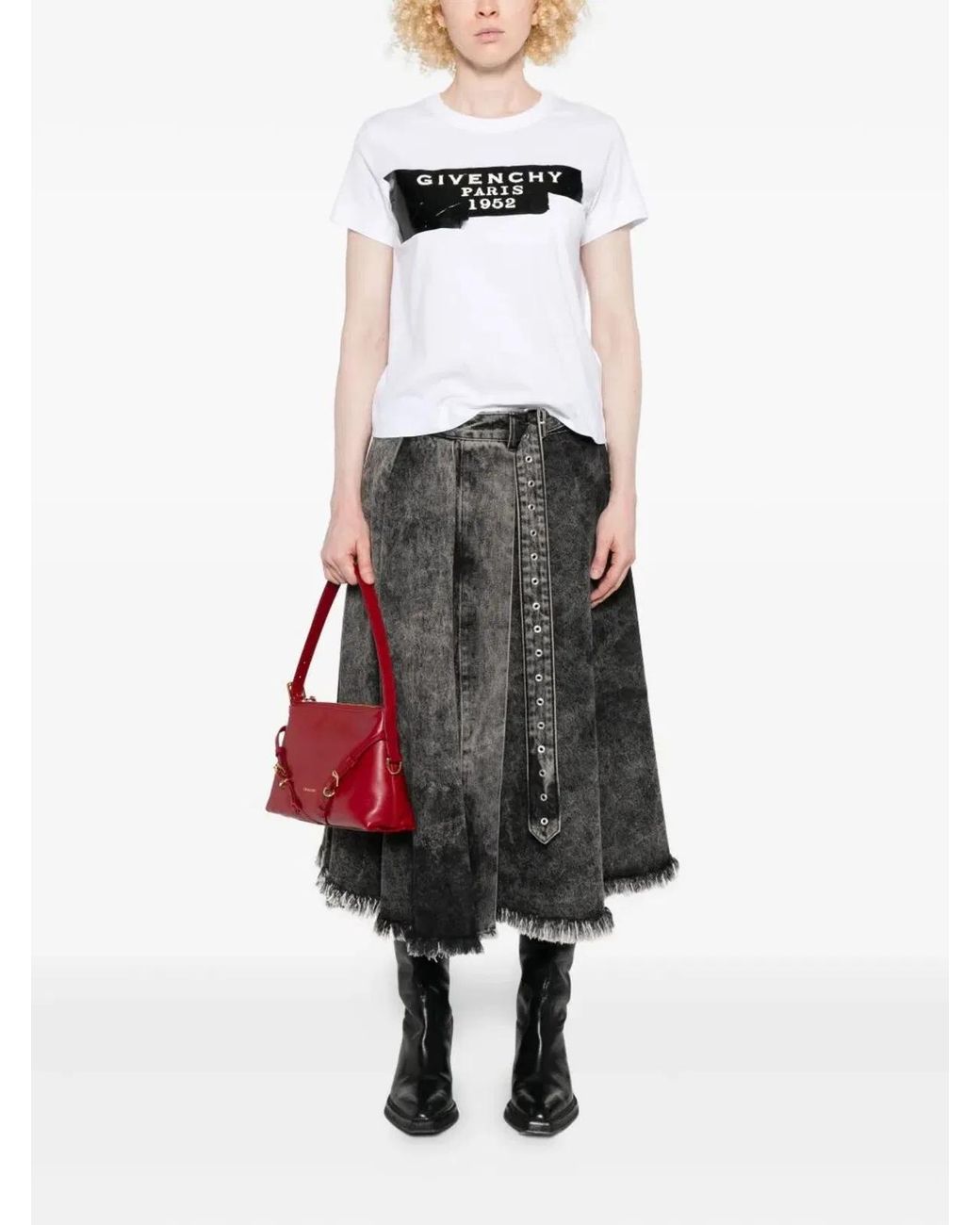 Givenchy Black Cotton T-Shirt With Tape Print