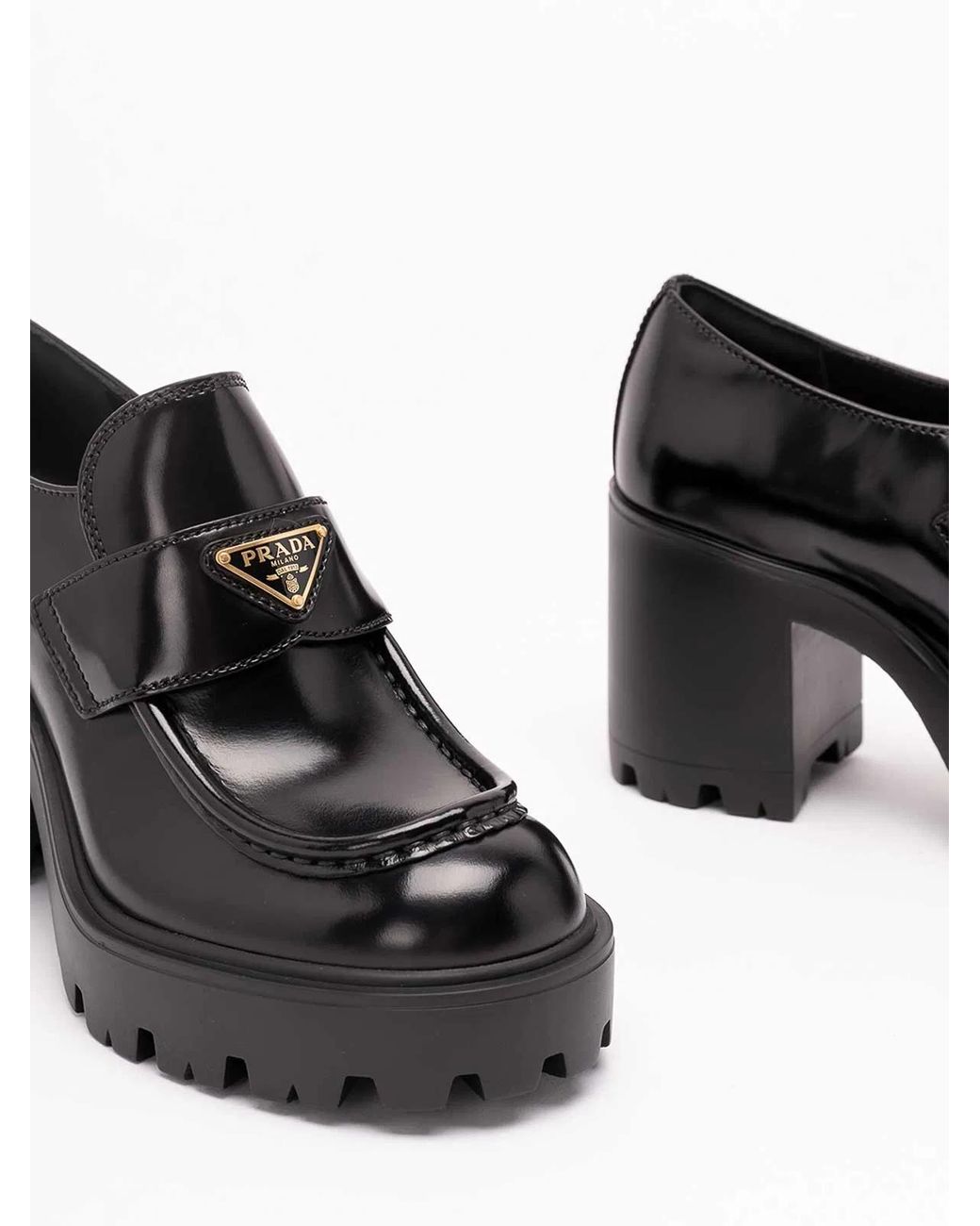 Prada Black Brushed Leather Loafers