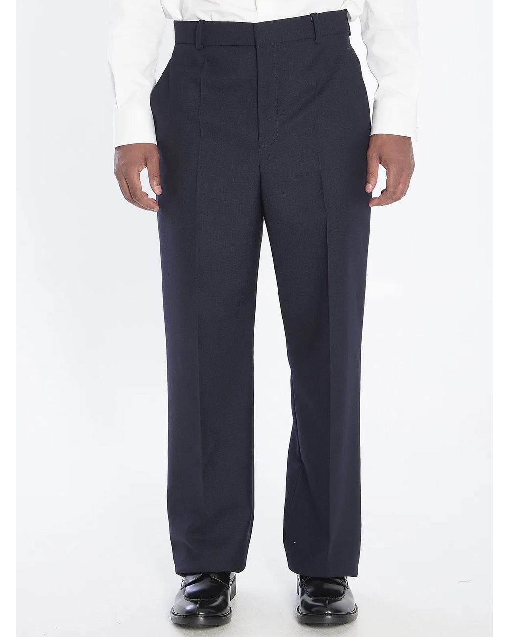 Saint Laurent Blue Chinã Wool Trousers for men