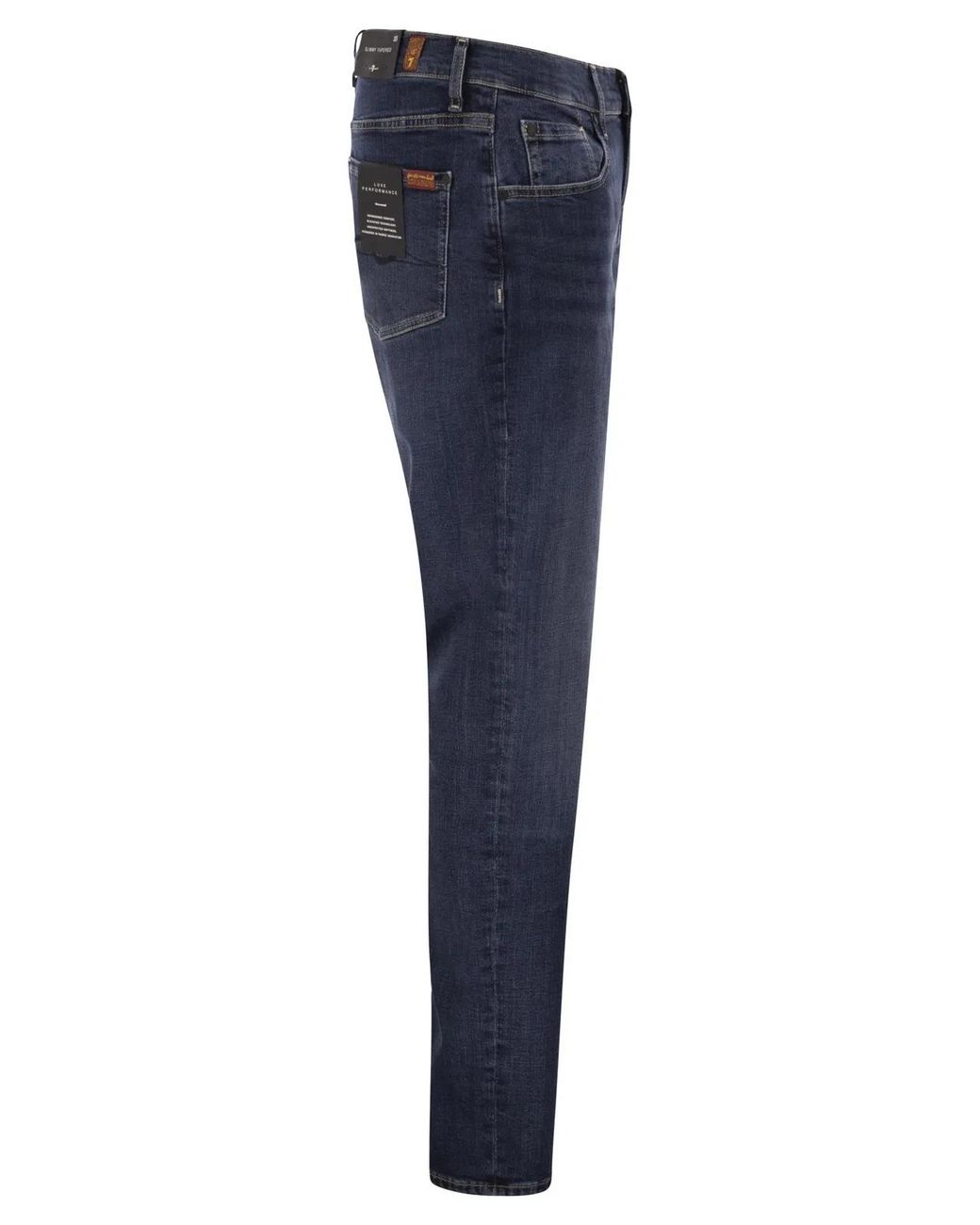 7 For All Mankind Blue Slimmy Tapered Luxe Performance Stretch Denim Jeans for men