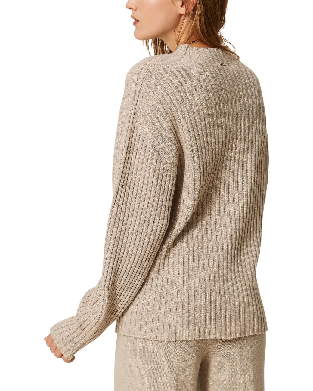 Twinset Natural Wool-Blend Jumper With Lurex
