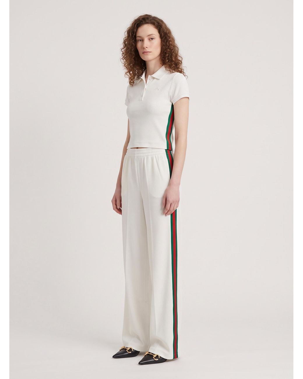 Gucci Natural Rib Cotton Jersey Leisure Pants With Web