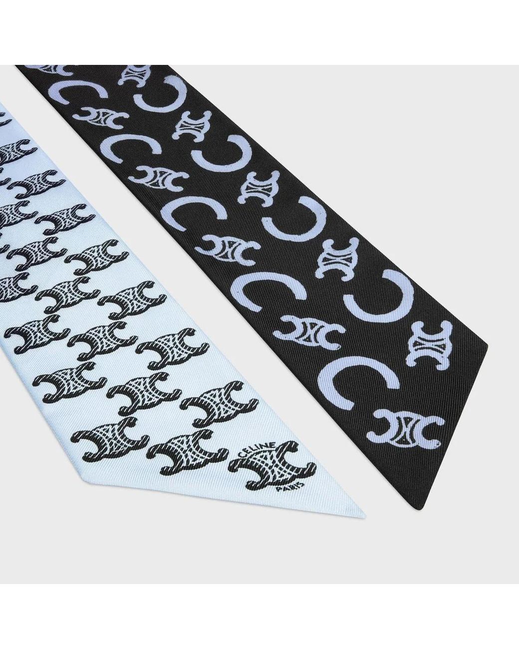 Céline Blue Triomphe-Print Silk Scarf