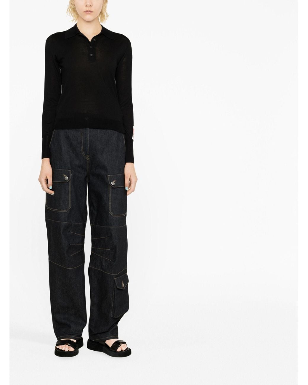 Golden Goose Deluxe Brand Black Knit Polo Sweater
