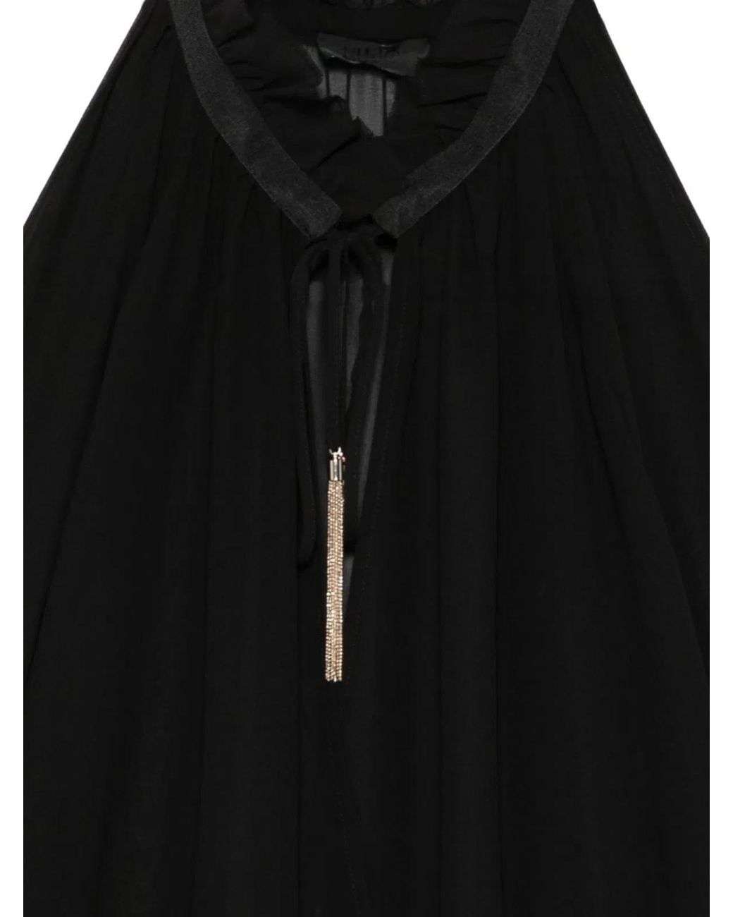 Liu Jo Black Ruffled High Neck Shirt