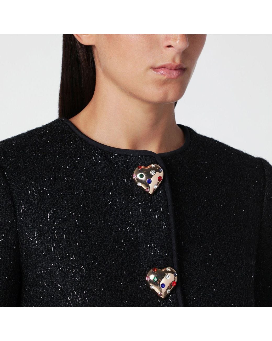 Self-Portrait Black Metallic Bouclé Jacket