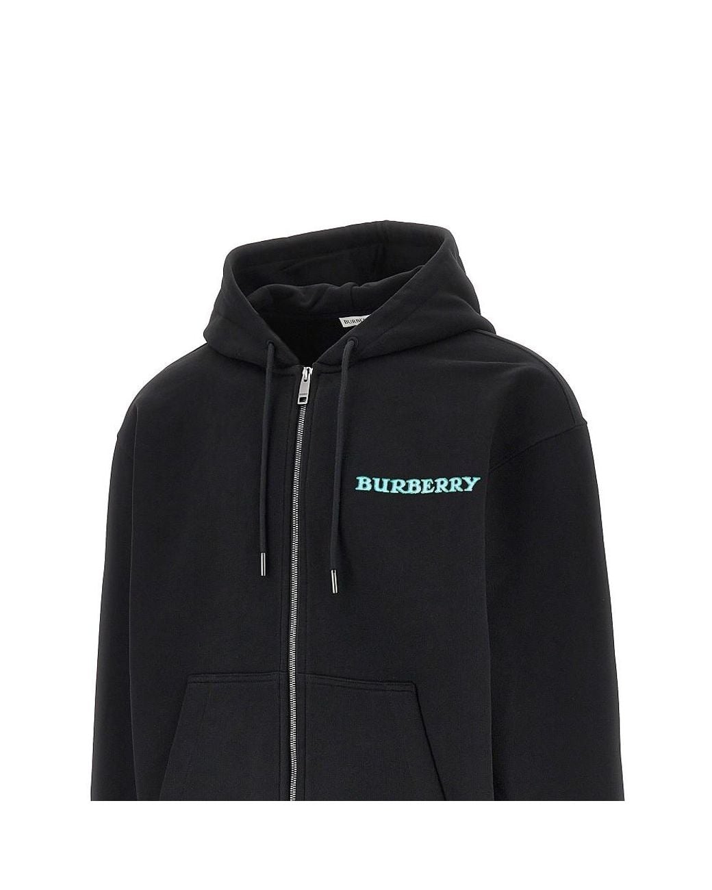 Burberry Black Heritage Logo Print Full-Zip Hoodie for men