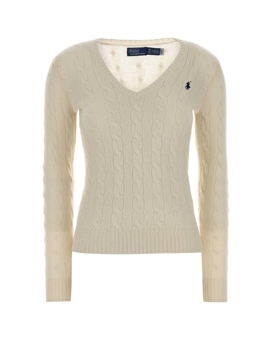 Polo Ralph Lauren White Wool And Cashmere Cable Knit Jumper