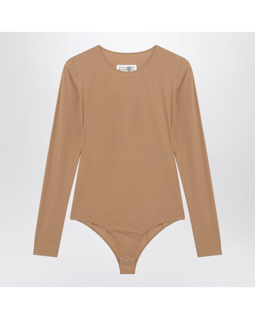 MM6 by Maison Margiela Natural Fleshtone Longsleeve Lycra Jersey Bodysuit