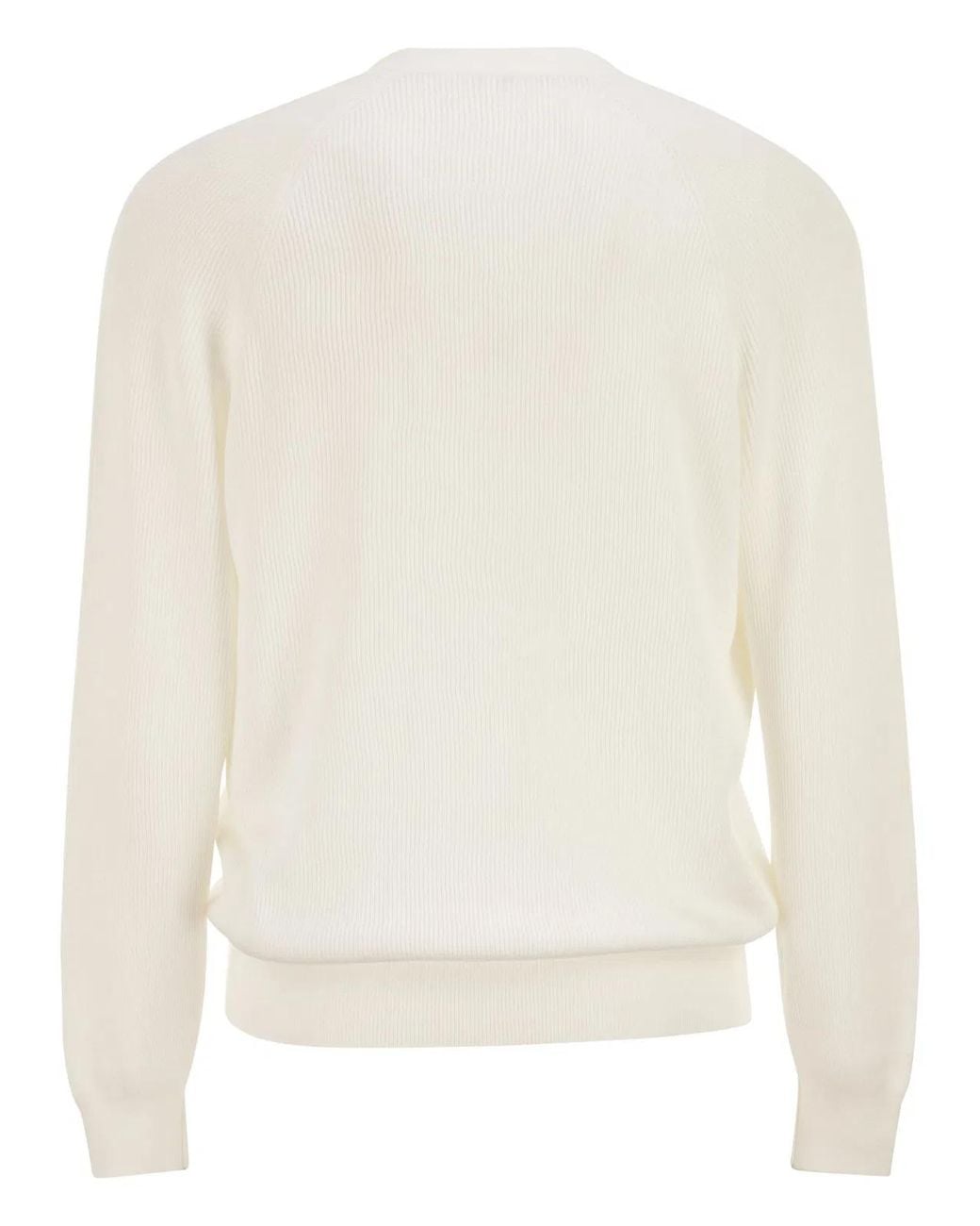 Brunello Cucinelli White English Coast Cotton Cardigan With Raglan Sleeves for men