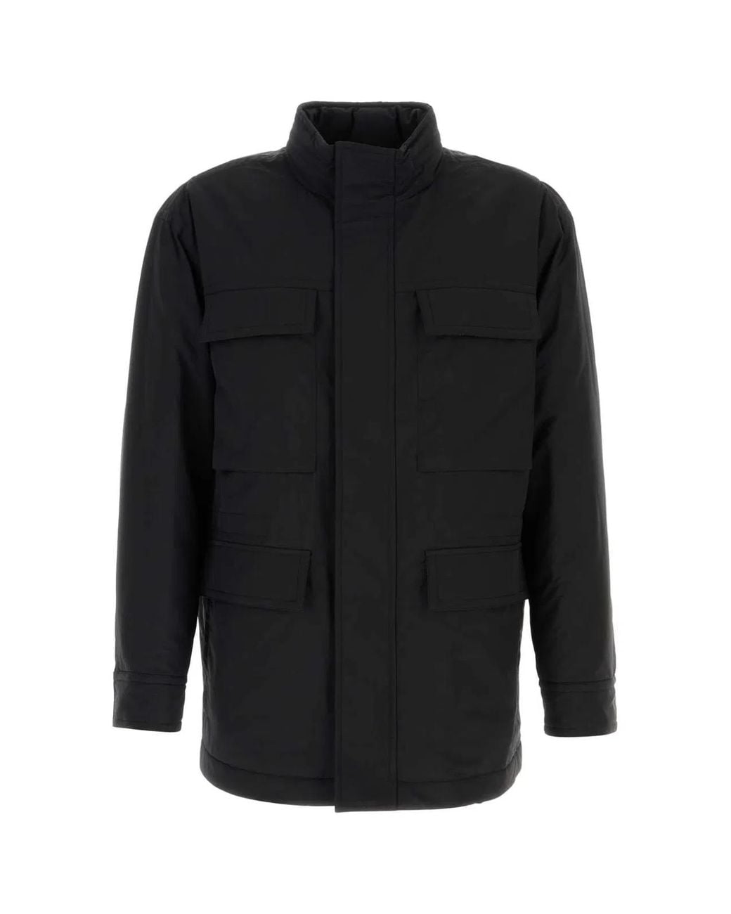 Ferragamo Black Wool Blend Padded Jacket for men